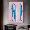 Colorful Sardine Lobster Fish Ocean Animal Whitepaper Canvas Painting  Fancy for Living Room Bar Decoration Vintage Painting
