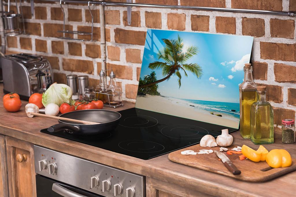 SZKLANA PŁYTA OCHRONNA NA KUCHENKĘ 70x52 PLAŻA