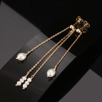 S925 Sterling Silver Ear Wires Natural Freshwater Pearls Beaded Earrings