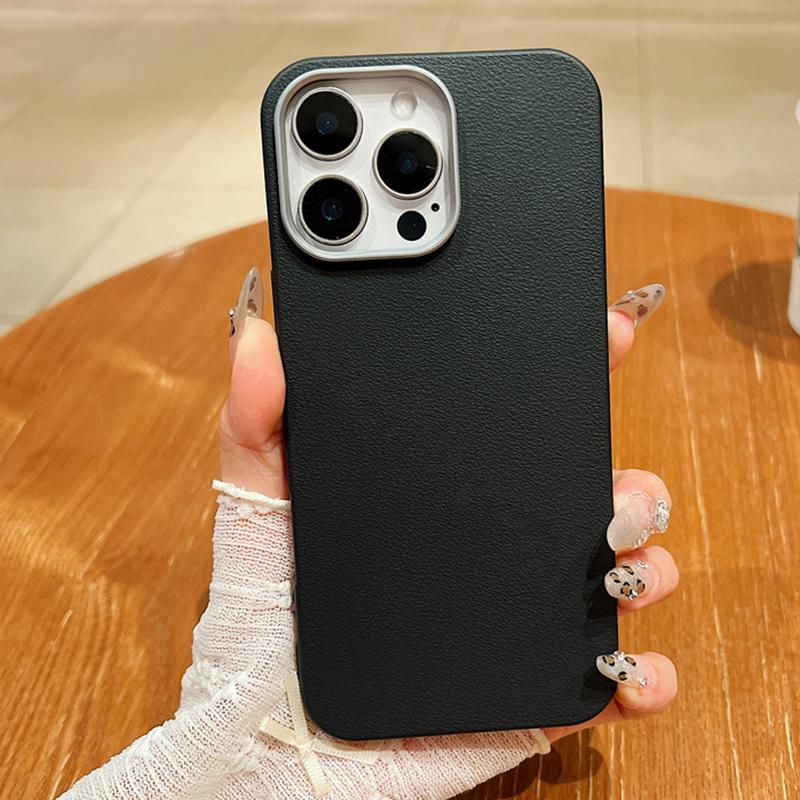 Magnetic Leather Texture Case For iPhone 13 14 Pro Max 12 11 15 16 Pro Max Luxury Built-in Metal Plate Matte Slim Silicone Cover