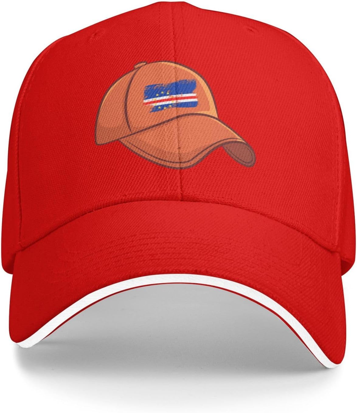 Cabo Verde Flag Design Baseball Cap Polyester Adjustable Summer Outdoor Sports Hat One Size