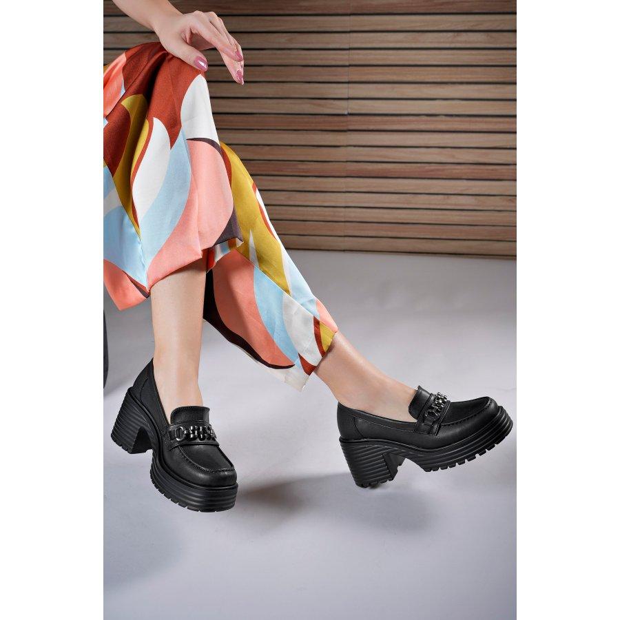 Women Platform Heeled Loafer Shoes