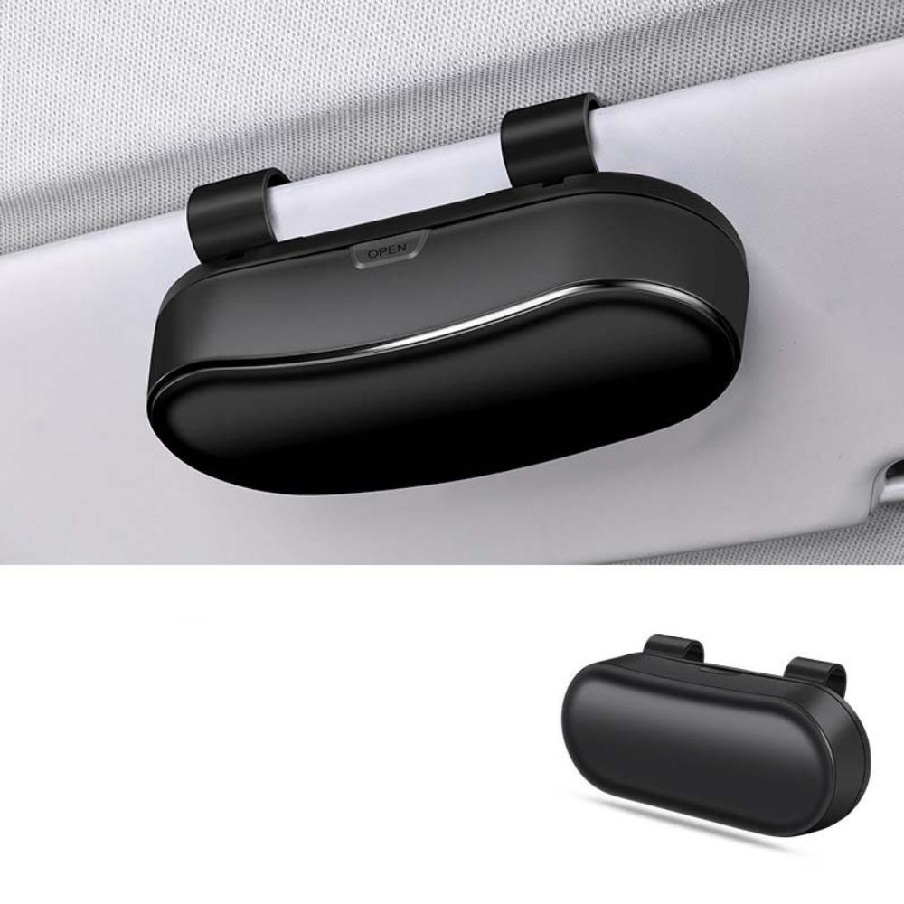Portable Car Glasses Box Eyeglass Case Sun Visor Storage Box  Car Interior Accessories чёрный