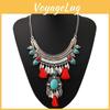 Style Ethnic Simulation Gemstone Decoration Women Necklace With Tassel Design