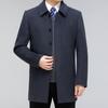 Middle-aged and elderly button cashmere coat men's medium-length autumn and winter thickened daddy woolen woolen windbreaker lapel coat