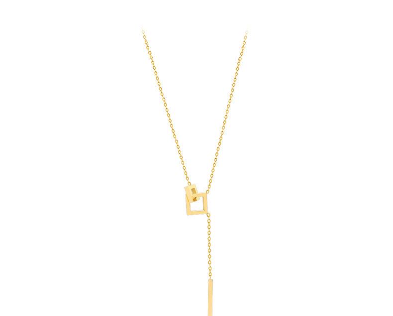 Minimalist Geometric Square Tassel Necklace - Titanium Steel Clavicle Chain, Style P819