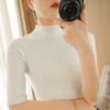 Women's Slim Fit Autumn Knit Sweater with Half High Neck & Mid-Sleeves