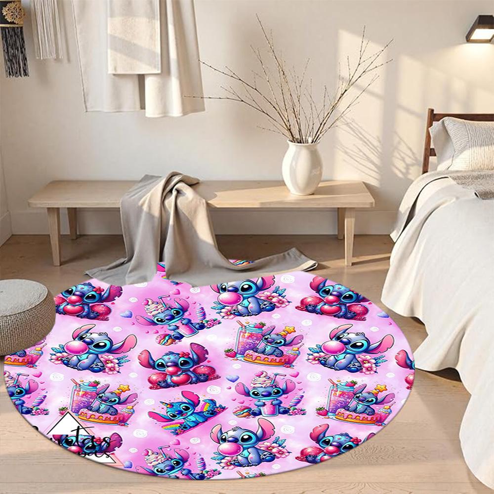 Stitch Round Office Rug Design for Decorate room Entryway Living Rooms Outdoor Antislip Round Carpet Anime Office Decor