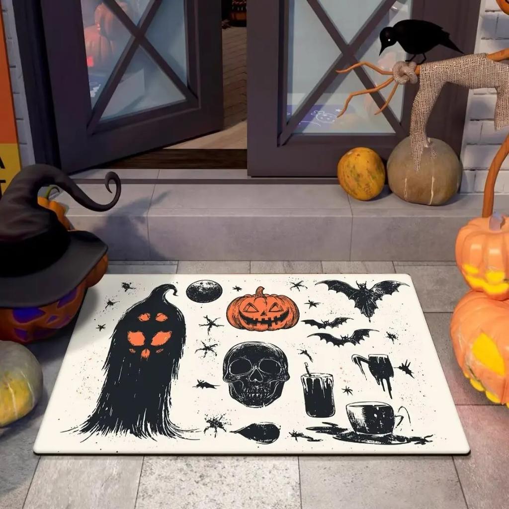1Pc Halloween Horror Night Door Mat Creative Door Mat Photo Props Home Door Decoration Front Door Welcome Mat Living Room Carpet