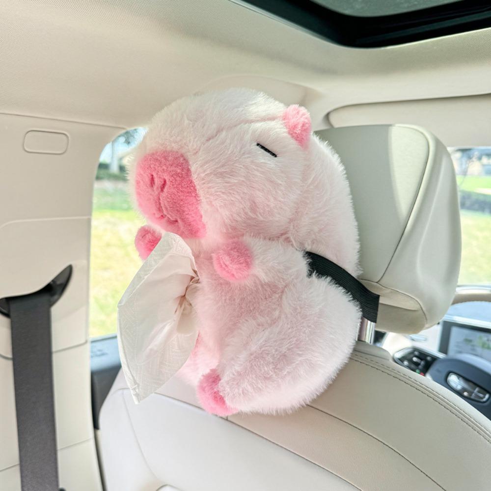 

Capybara Car Tissue Holder Plush Tissue Storage Bag Soft Car Backseat Tissue Box Car Accessories Pink 1