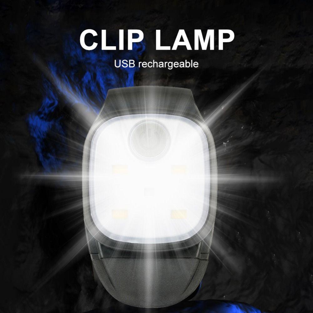 4 Lighting Modes Clip on Lamp for Cap USB Rechargeable Safety Warning Light  Emergency Use