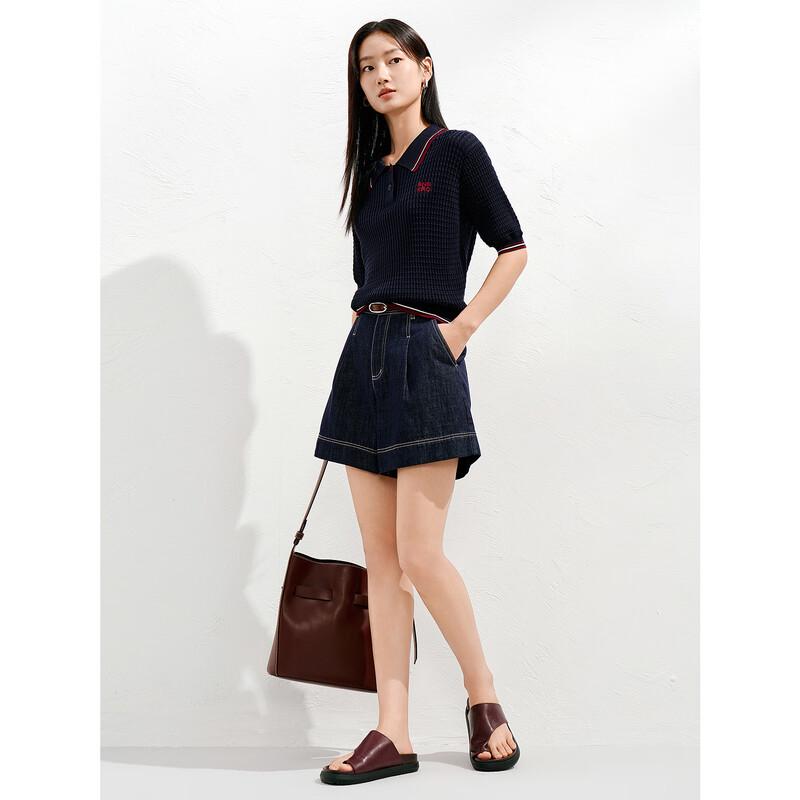 JZ ANNAKKO Women's College Style Color-Block Polo Knit Top