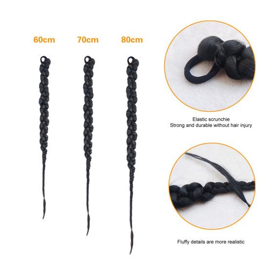 Braid Wig Smooth Realistic Natural Elastic Hair Rope Soft Hairs Styling Comfortable To Wear African Dirty Braid Long Ponytail Wig Girl Supply