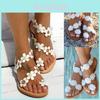 Elegant Women Summer Bohemia Flower Beach Sandals Flat Shoes Slippers Flip Flops