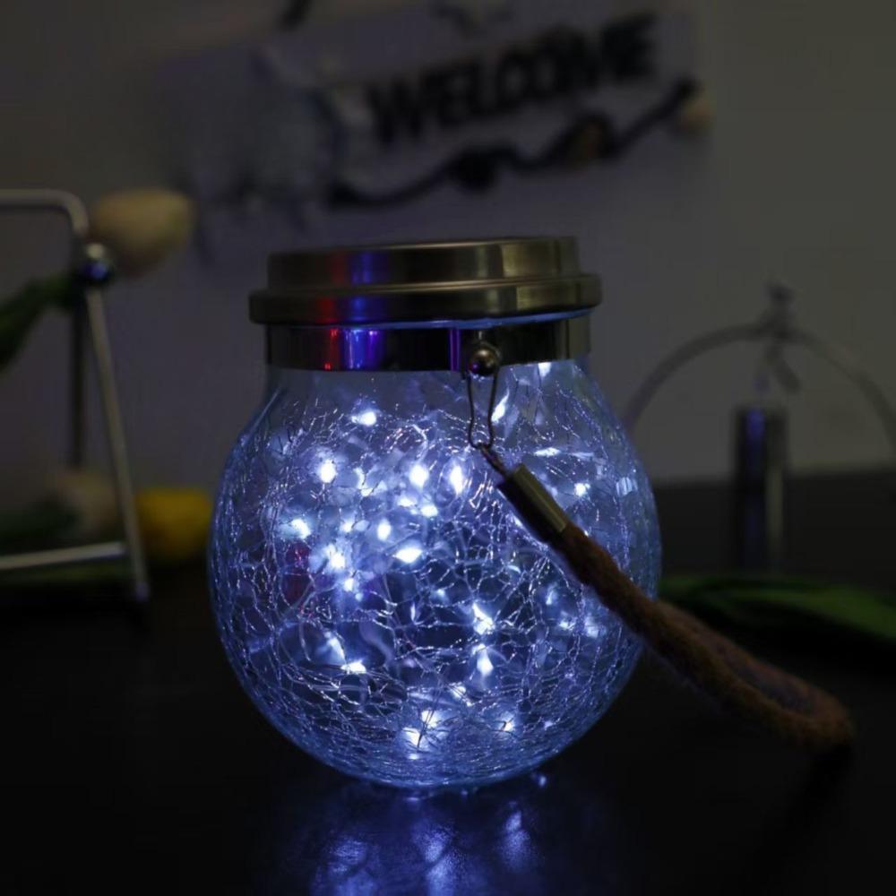 

Solar Glass Globe Lantern Hemp Rope Hanging Lantern Outdoor Waterproof Garden Light Wishing Light Landscape Light for Tree Party 1PC білий