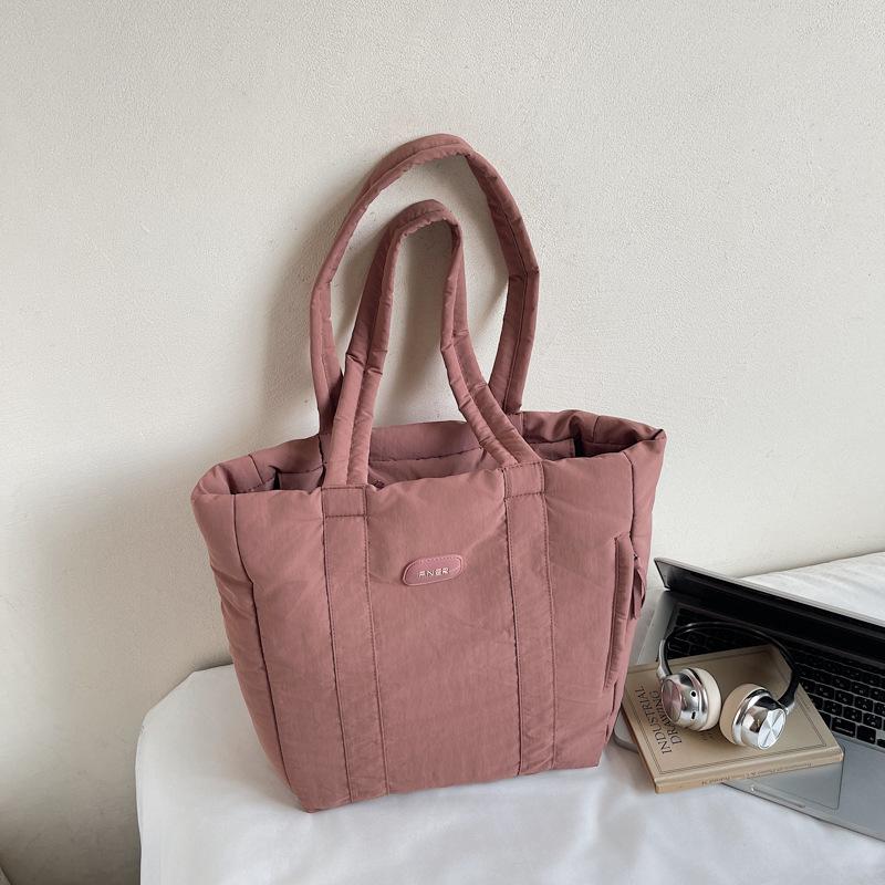 Soft waxy cloth bag Female students class shoulder bag Large capacity commuter handbag 2025 New nylon cloth tote bag
