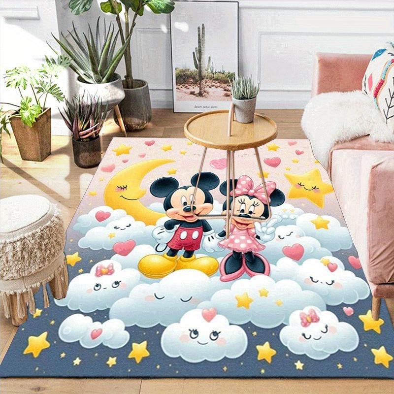 1pc Mickey and Minnie Pattern Area Rug Soft Flannel Floor Mat for Living Room,Office,Bedroom and Carpet,Sofa Coffee Table Floor Mat