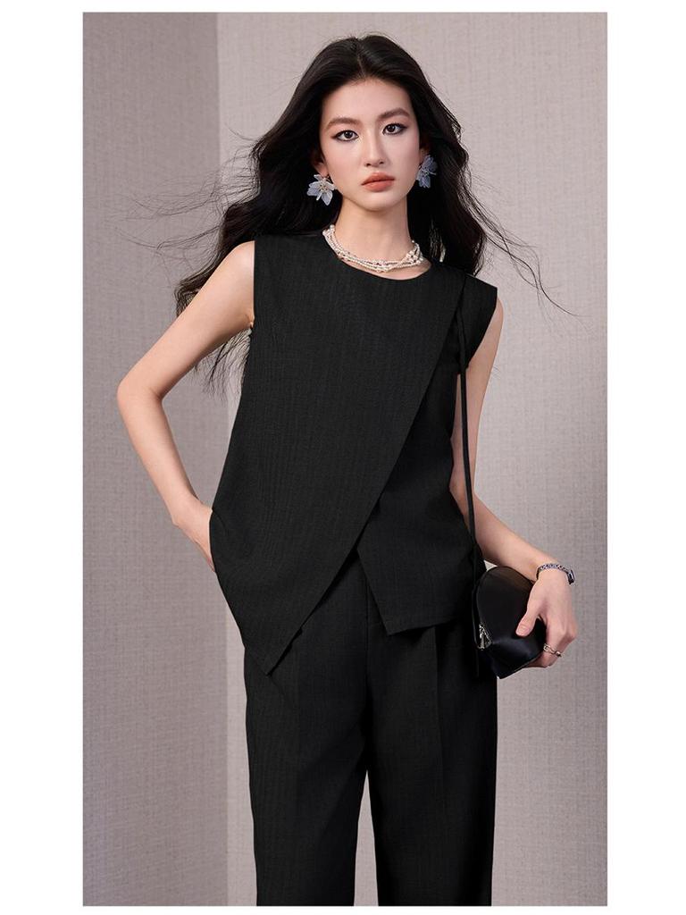 Women's Irregular Vest Two-Piece Set - Spring/Summer High-End Fashion