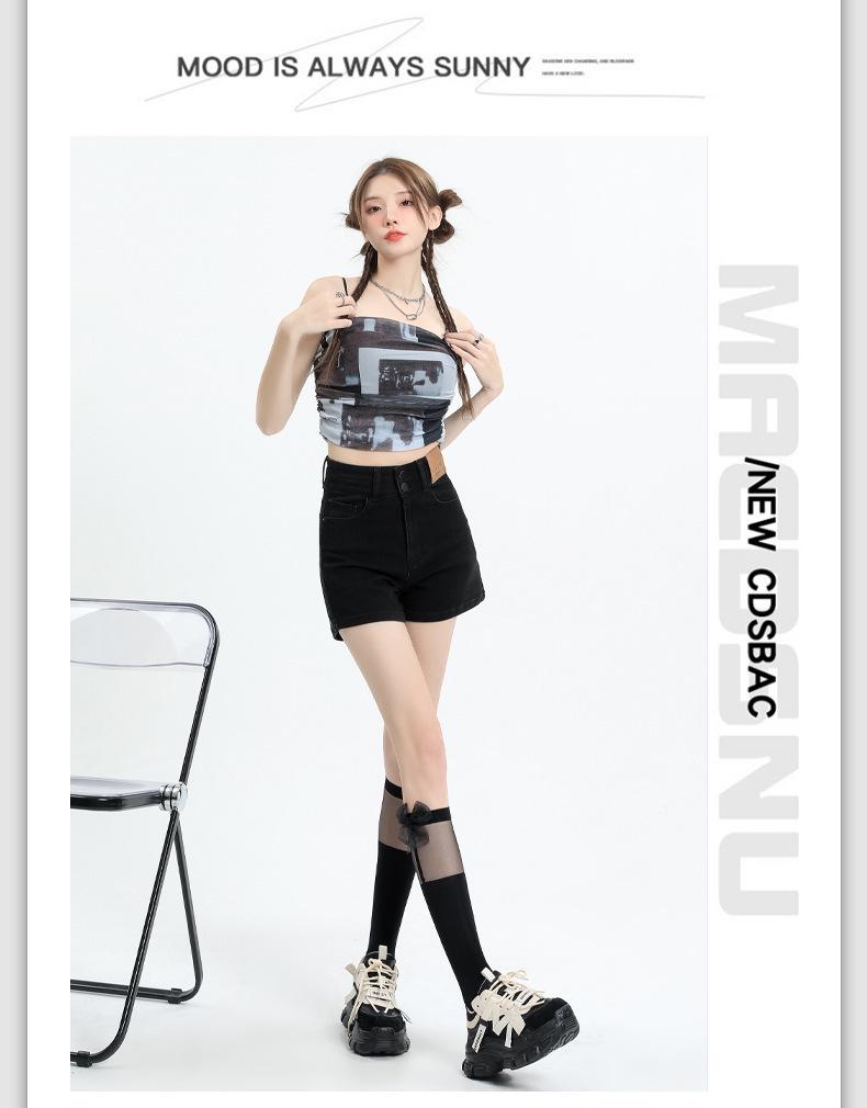 Shorts Vaqueros Retro de Cintura Alta Corte A para Mujer 2024 - Corte Ajustado, Pierna Ancha, Talla Pequeña, Combinación Perfecta para Verano