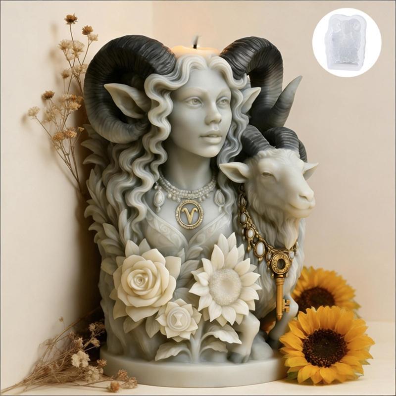 Goat Goddess Silicone Candle Molds Lady Figure Silicone Molds For Resin Casting Handmade Candle Soap Making Chocolate
