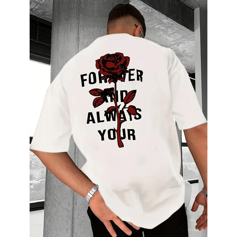 European Size Men'S Crew Neck Letter Print Short-Sleeved T-Shirt, Suitable for Summer Casual Sports