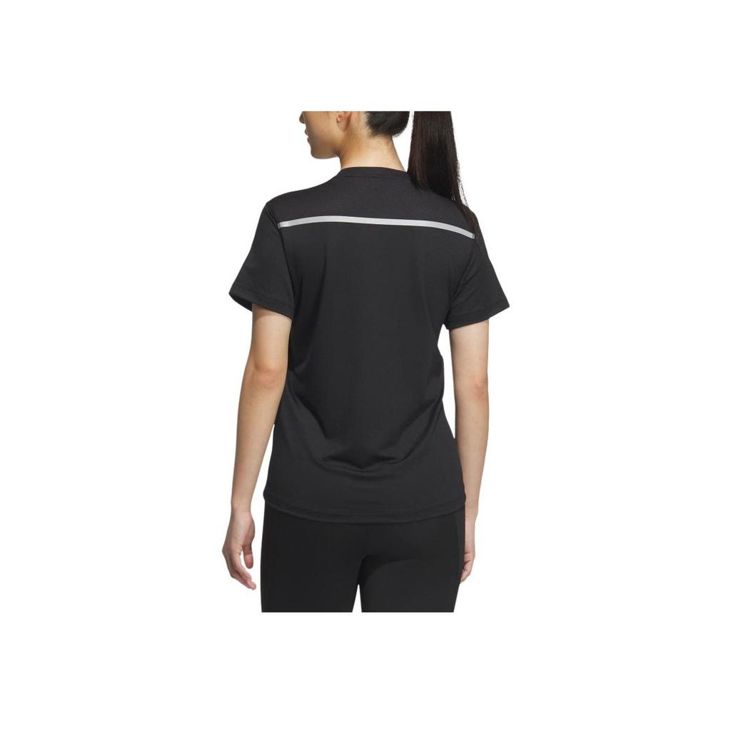 Adidas Own The Run Round Neck Quick-Dry Cool Running T-Shirt Women Tops Black Deep-Silver-Gray JZ2200
