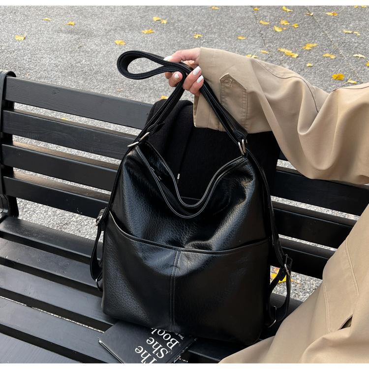 New Soft Leather Texture Armpit Bag High Capacity Women Backpack Versatile Commute Shoulder Tote Bag