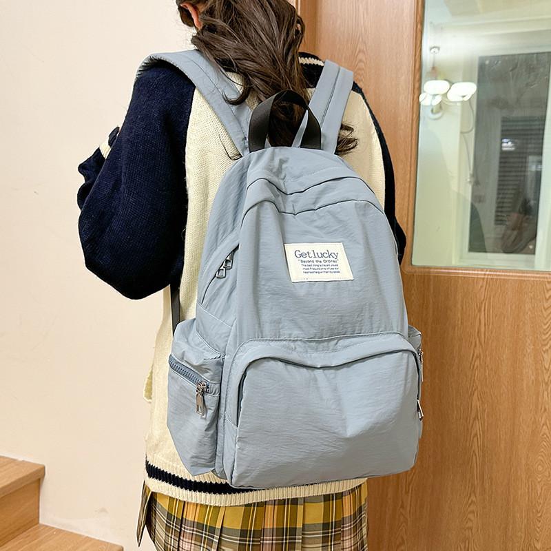 Nylon School Backpack With Breathable Air Cushion Straps For College Students