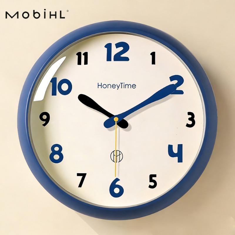 

Modern Round Wall Clock Blue Fram Mute Simple Hanging Watch Silent Quartz Movement Minimalist Home Office Bedroom Decorations синій