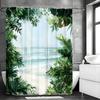 Ocean Beach Swing Greenery Shower Curtain, Bathroom Decorative Shower Curtain, Waterproof Shower Curtain with Hooks