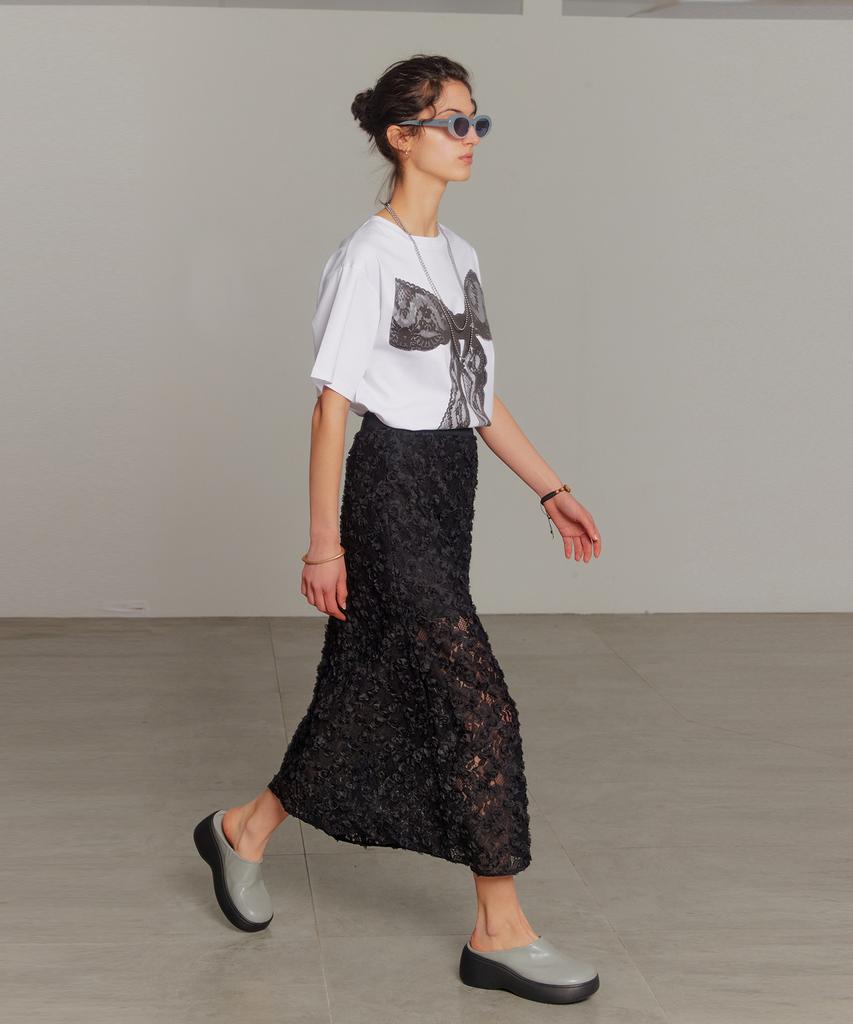Dyuidyui Rose Lace Skirt_Black
