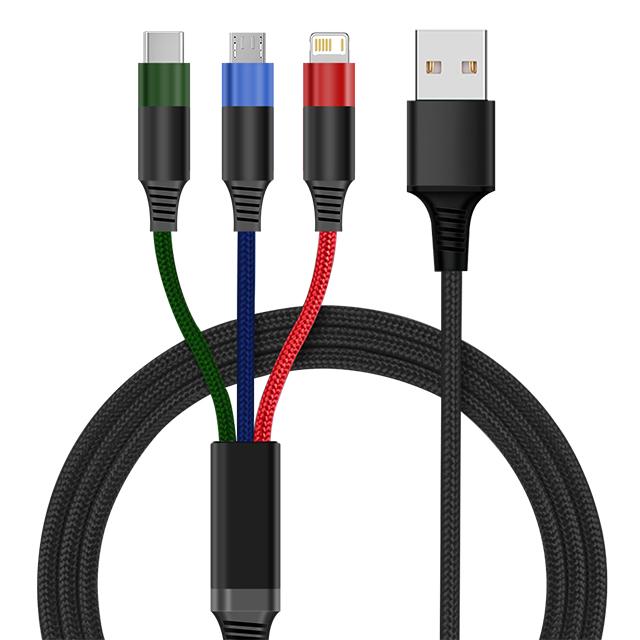 

3-in-1 Fast Charger Data Cable USB Wire Type C Lightning Cord Micro Line Mobile Phone Cable For Samsung 16 Pro 15 1.2m разноцветный