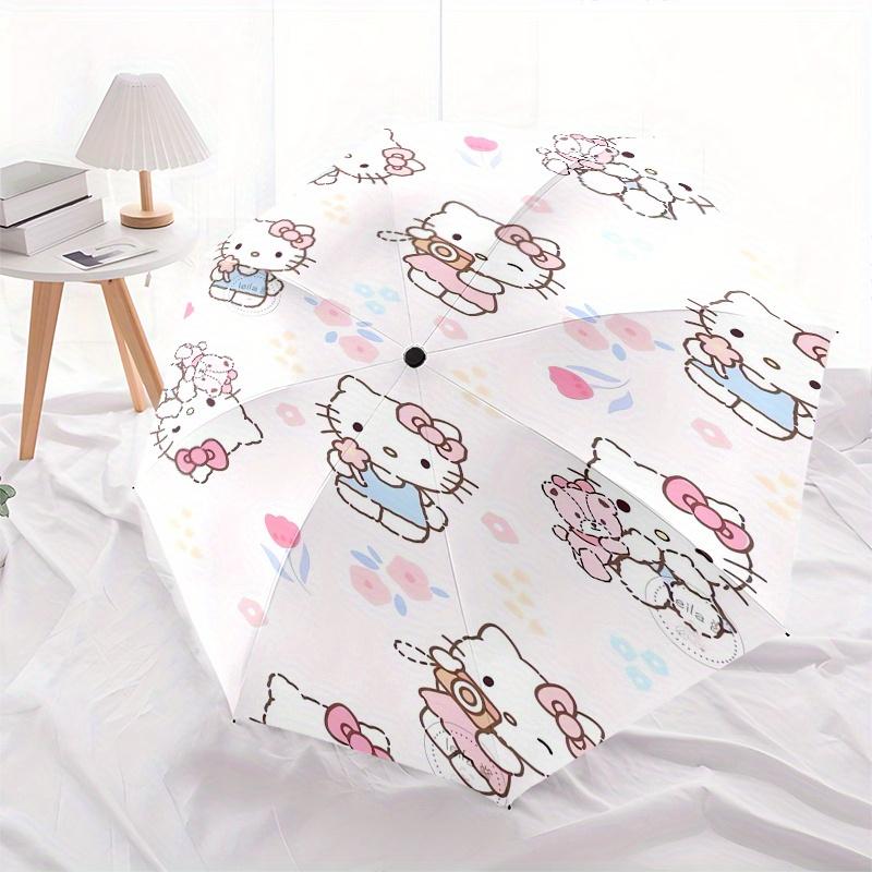 Hello Kitty,Floral Automatic Umbrella-Foldable, Durable 8-Bone Design, Compact and Stylish, Great for Camping, Halloween, Christmas, Mother'