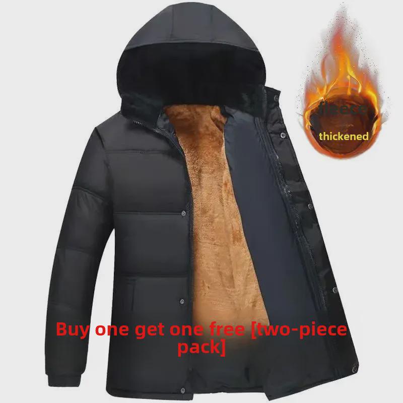 Men's Winter Cotton-Padded Jackets & Coats: Plush, Thickened, Ideal for Middle-Aged & Elderly Dads.