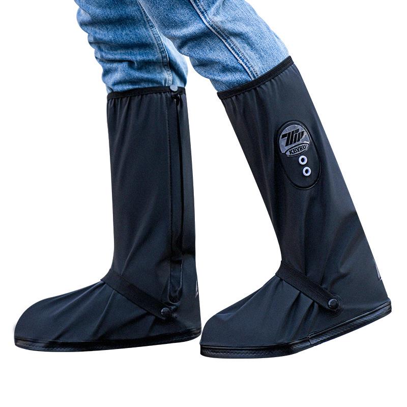 Waterproof Wear-Resistant High-Top Cycling Rain Boot Covers, Sandproof PVC, Unisex Disposable Protection for Students