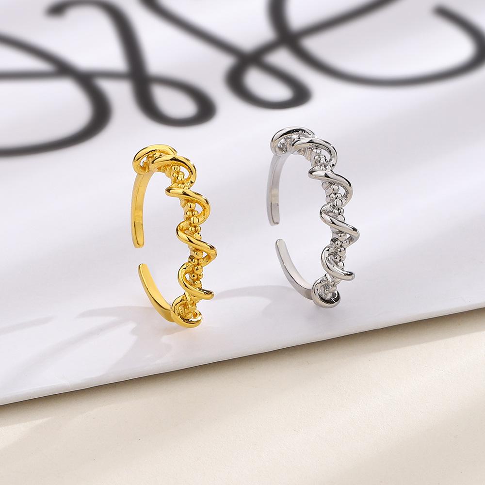 New spiral winding line ring open tail ring niche design curve wave plain ring ring ring