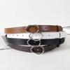 Imitation Leather Women Belt Versatile Solid Color Design Irregular Oval Buckle Pin Waistband Dress Shirt Top Waist Belt