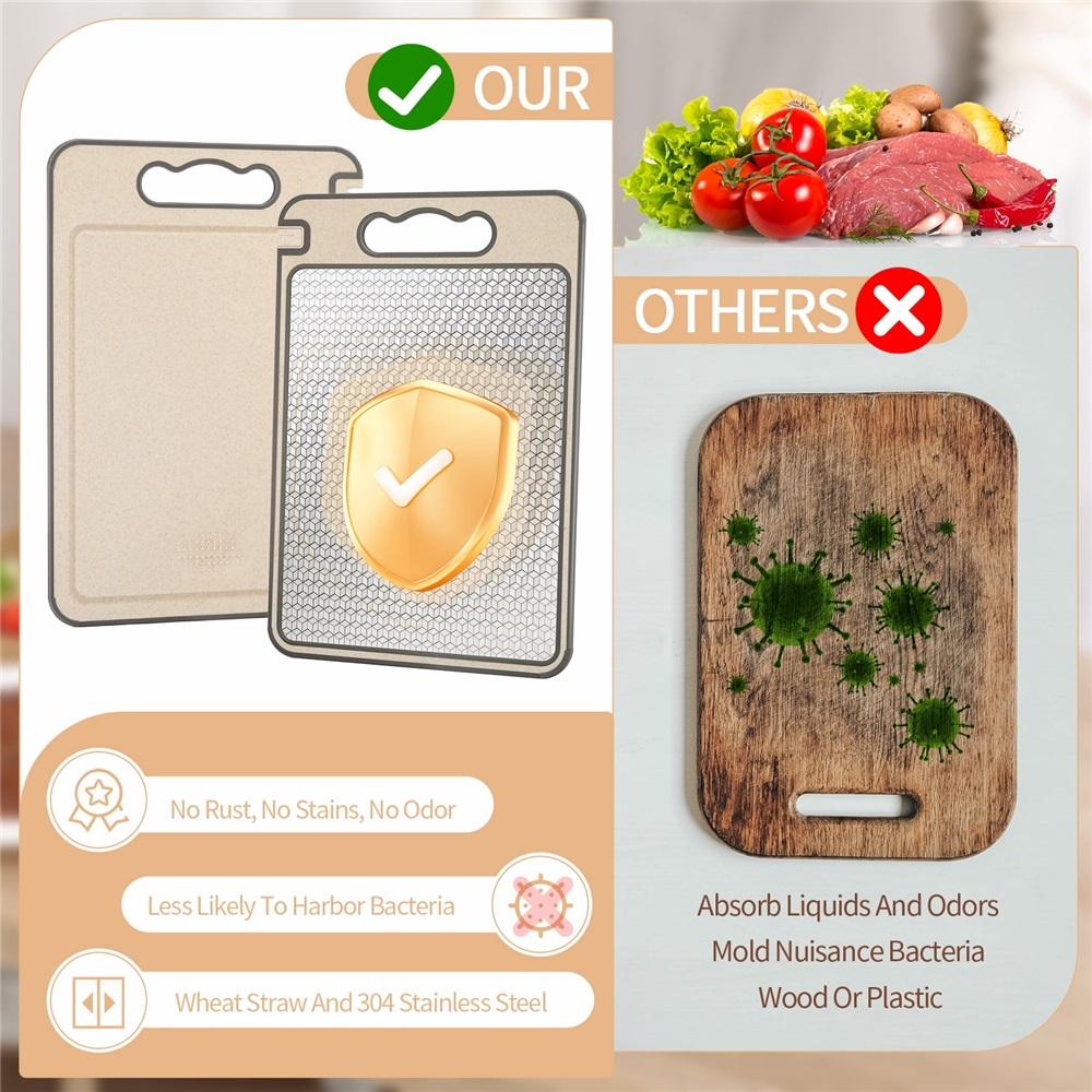 304 Food-grade Stainless Steel Cutting Board with Double-sided Anti-slip and Scratch-resistant Mesh Design.