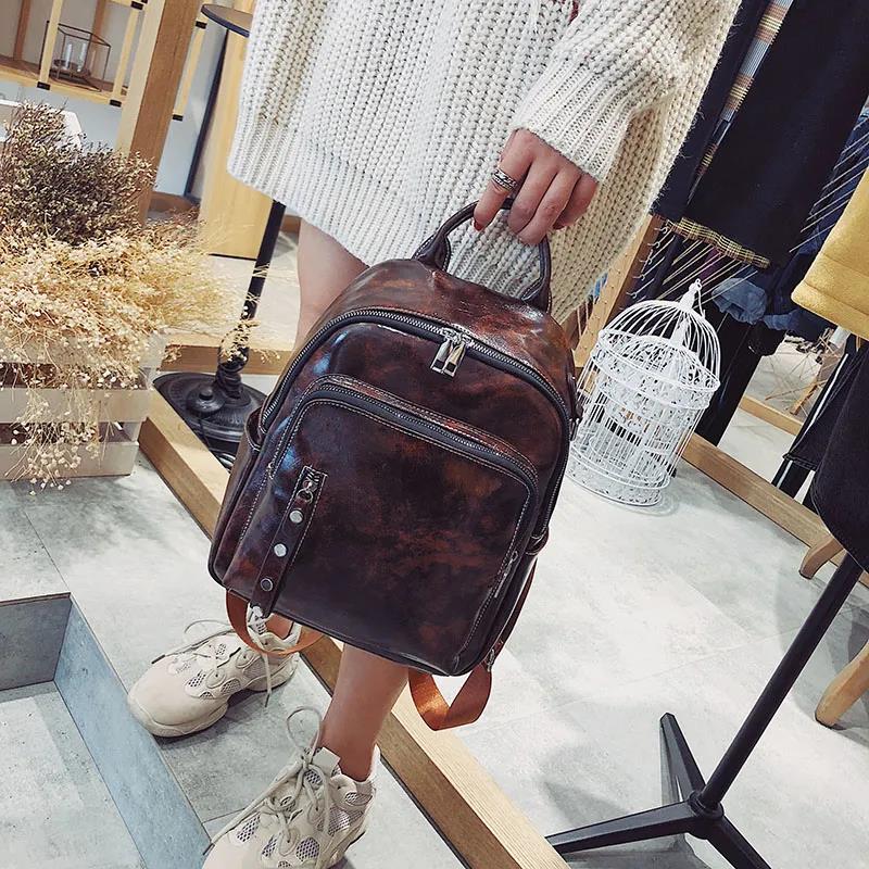 

Женский многофункциональный рюкзак из искусственной кожи, уличный однотонный повседневный рюкзак на одно плечо, универсальный рюкзак большой емкости в стиле ретро в британском стиле 25*32*11cm коричневый