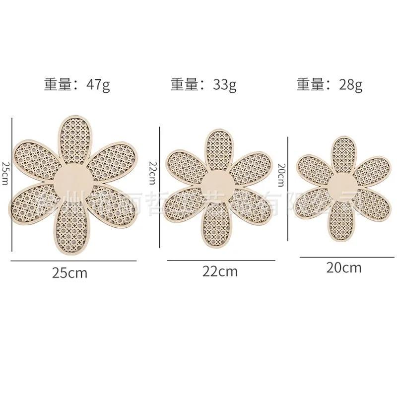 Top Quality Wooden Imitation Rattan Patterned Wall Art Pendant Bohemian Chrysanthemum Wall Decoration Home Living Room Wall