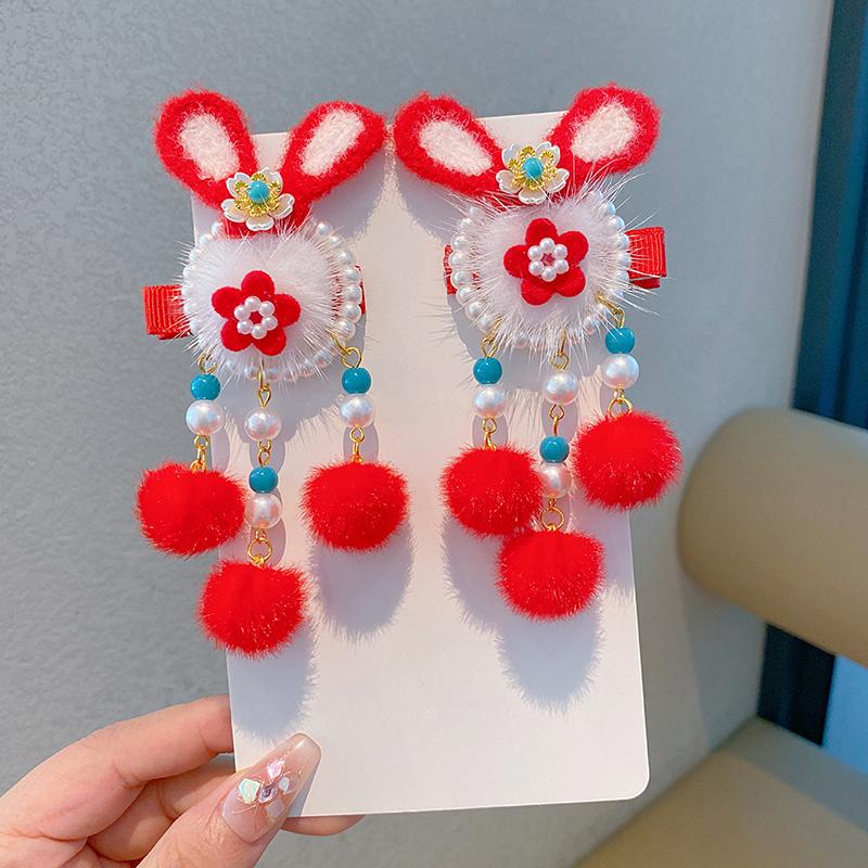 Chinese Style Children's New Year Kawaii Hair Clips Cheongsam Hanfu Hair Accessories Cosplay Hair Ball Hair Clip