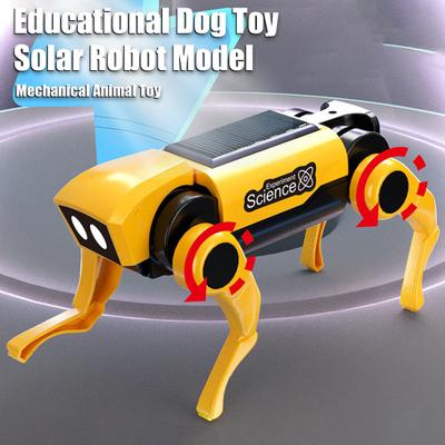 Yousheng Solar Robot Dog Toy Movable Joints Electric Walking Mechanical Cat Toy Kids STEM Educational Animal Assembly Toy Toddlers Boys Girls Gift