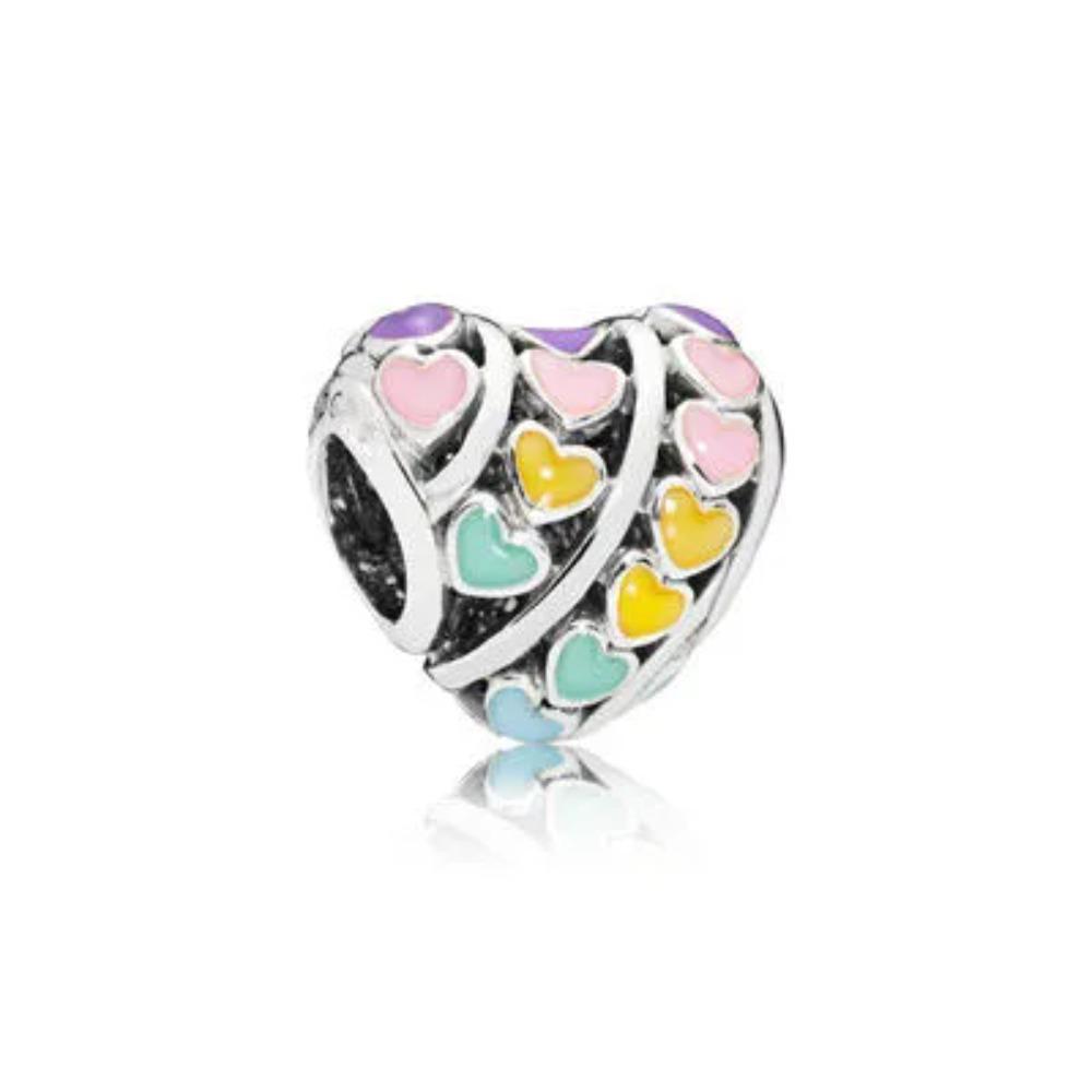 NEW 925 Silver Charm Fit Original Bracelet Accessories Women Jewelry Love Series Cupid Pink Heart Rose