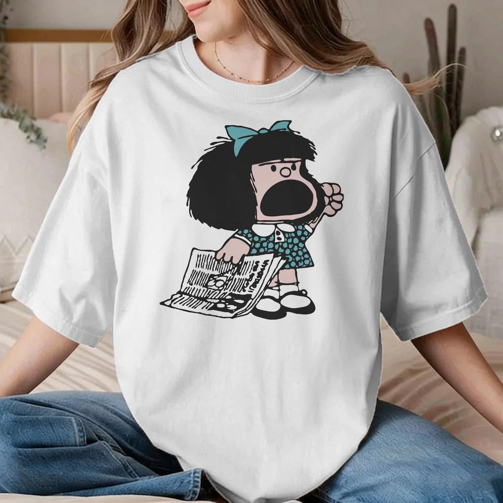 Casual Mafalda Protesting Tshirts Unisex Unisexs O Neck 100 Cotton T Shirts Short Sleeve Tees Gift Idea Tops
