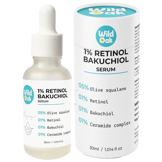 

WILD OAK 1% Ретинол Бакучиол Керамиды Сыворотка для лица | Антивозрастная, Осветляющая и Улучшающая текстуру кожи | Стимулирует выработку коллагена и восстановление | 30 мл