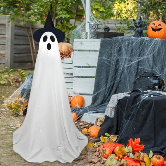 Halloween Decorations for Outdoor DIY Large Lighted White Cloth Ghost with LED String Lights for Home Porch Yard Decor