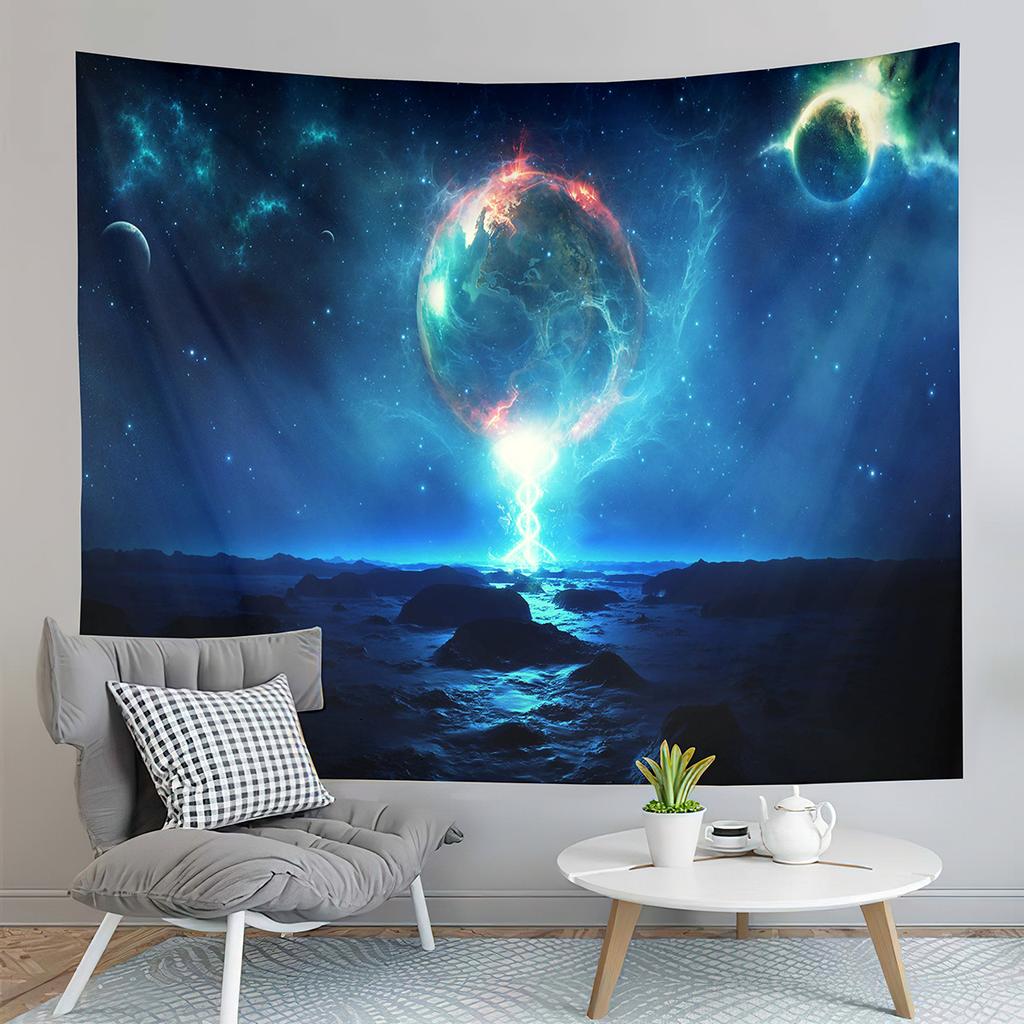 Fantasy Galaxy Tapestry Universe Outer Space Earth Landscape Tapestry Wall Hanging Decor Tapestries Bedroom Living Room Dorm
