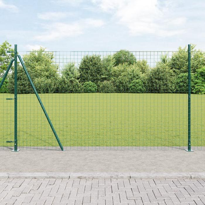 VidaXL Clôture Euro avec 7 poteaux flans 1,6x10 m Acier galvanisé 3350808