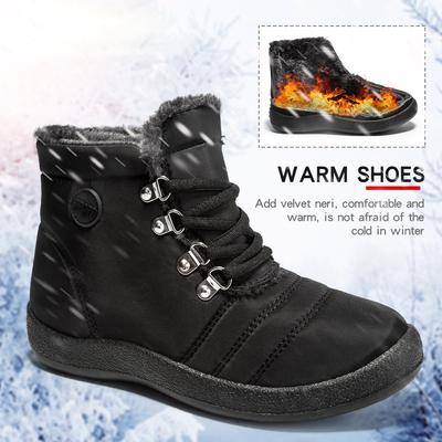 Zapatos de Montañismo para mujer, botas de nieve cálidas con zapatos de algodón impermeables, zapatos informales para mujer 2023