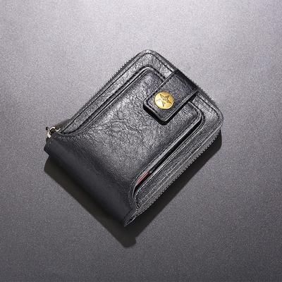 Men's Short Wallet Fashionable Multifunctional Retro Zipper Bag With Multiple Card Slots Large Capacity Popular